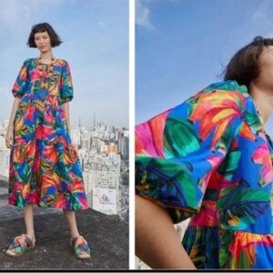 Farm Rio Bananamix Midi Dress Women's  XS (NWT)